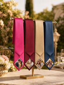 Personalized Photo Tie Patch - Fashionable Black Tie, Customizable Pattern, Ideal Business Gift For Wedding Anniversary, Suitable For Men, Husband Or Father - Multicolor - View 6