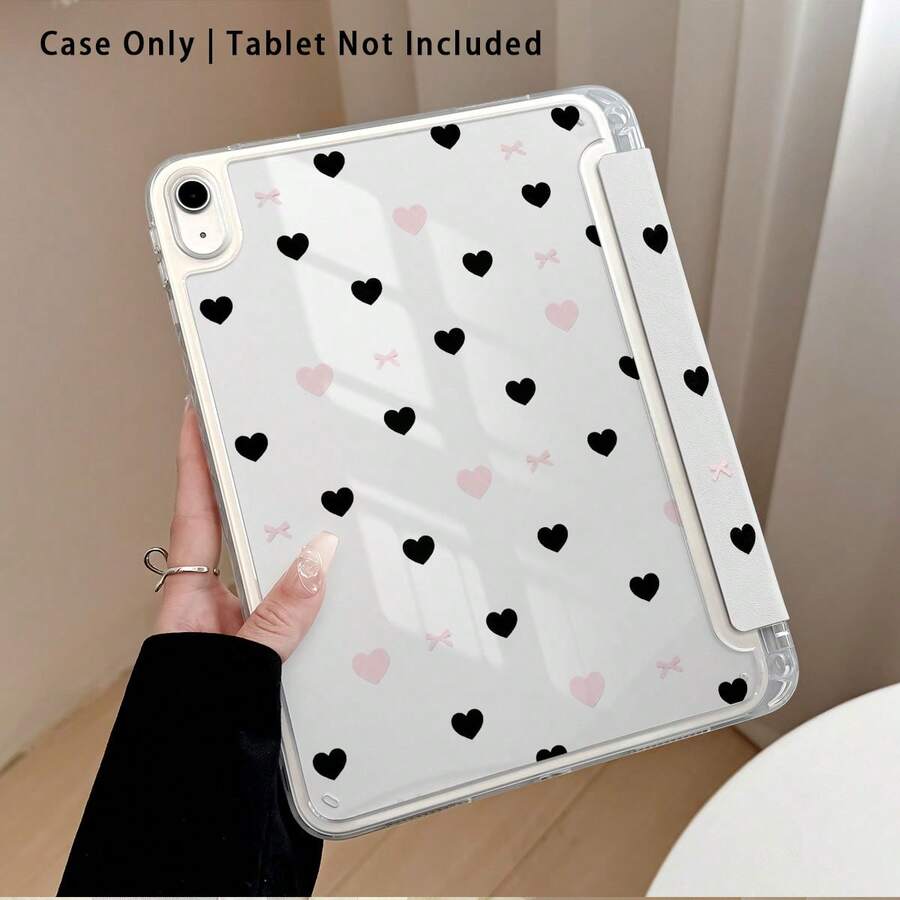 Heart, Bow And Other Pattern Painted Effect Tablet Protective Case With Stand, Compatible With Honor 8/9/10/X8/X8A/X9/X8Pro/X9Pro, MatePad SE 11 Inch/MatePad 11 Inch/11.5 Inch, MatePad Pro, Apple 10th/11th Gen 2025 (A16), Galaxy Tab A7/A9 And Other Popular Models - Style 10 - View 1