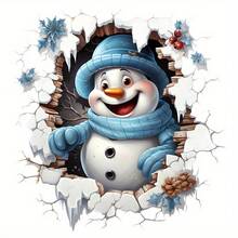 1pc Christmas Tree & Snowman Wall Decal Sticker, Self-Adhesive Removable PVC Material, Suitable For Living Room, Bedroom, Study Glass, Home Decor, Christmas Decoration - A - View 2