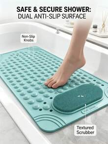 Premium Non-Slip Shower/Bathtub Mat, Thickened Rubber Bathroom Mat With Drainage Holes And Strong Suction Cups, Suitable For Dry And Wet Surfaces, Quick-Dry Design, Massage Texture, Ideal For Spa, Gym Locker Rooms And Luxury Venues - A - View 4