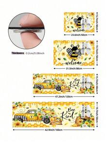 1/2件裝秋季蜜蜂與花卉圖案門墊，戶外歡迎墊，地毯，秋季地板墊，前門墊 - 彩色 - 查看 8