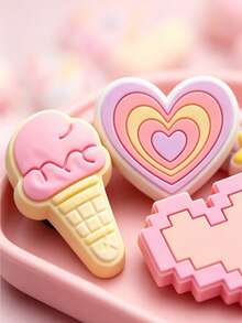 20/30/50pcs Random Pink Fashion Shoe Charms Set, DIY Shoe Decoration, PVC Material, Various Cute Accessories, Suitable For Custom Shoes - 30 Random - View 4