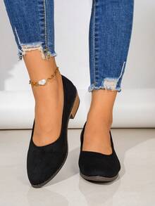 1 Pair Solid Color Fashion Fabric Buckle Women's Wedge Heel Thick Sole Shoes Outdoor All Season - Black - View 5