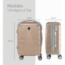 Set de 2 Piezas Maletas de Viaje 20 Pulgadas Equipaje de Cabina Antirrobo, Equipaje de Mano para Turismo Familiar, Viajes de Ocio y Viajes de Trabajo - Azul marino + Champaña - Ver 2