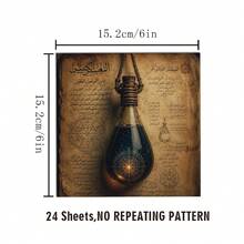 24pcs Dark Academia Alchemy Paper, Vintage Occult Potion Bottle Scrapbooking Cardstock, Mystical Glowing Liquid Craft Paper For Aesthetic Collage, Gothic Journaling, And Ephemera Collection. - Square - View 4