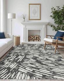 Latte&Fog Alfombras de 153 x 215 cm para Sala de Estar y Dormitorio,Moderna Abstracta Lavable, de Pelo bajo Antideslizante Estilo Boho para Sala de Estar, Oficina, Dormitorio(Negro 5x7ft) - Gris Oscuro - Ver 9
