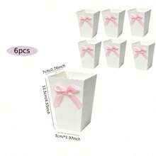 6/12/18pcs Bowknot Popcorn Box Party Supplies Candy Gift Box Bag Candy Snack Mini Snack Candy Food Container Birthday - Multicolor - View 10