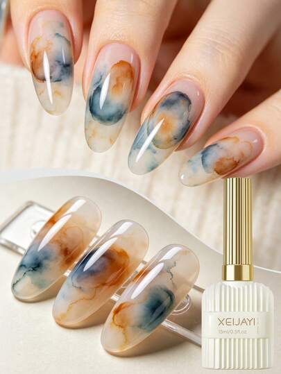 XEIJAYI 1 Bottle 15ml Clear Blooming Gel, UV/LED Soak-Off Nail Polish, Create Tie Dye Effect, Marble Pattern Nail Gel, DIY Colorful Floral Watercolor Magic Nail Art Design