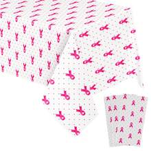 4-Piece/1-Piece Pink Bow Tablecloth Set With A Breast Cancer Theme, 54 X 108 Inches Disposable Tablecloth, Perfect For Girls' Birthdays, Weddings, Breast Cancer Theme, Engagement Or Bachelorette Party Decorations - Multicolor - View 8
