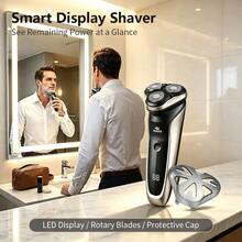WEEME 1pc Men's Electric Shaver, Cordless Rotating Shaving Tool, USB Charging - Equipped With LED Intelligent Digital Display, Portable Electric Shaving Razor, Suitable For Travel And Daily Shaving. - Champagne Gold - View 7