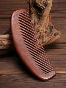 1pc Long Wide-Tooth Red Sandalwood Massage Comb, Anti-Static, Long Hair Massage Wooden Comb, Perfect For Curly, Straight And Long Hair - A - View 3
