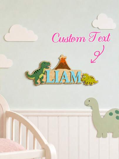 Placa de Porta Personalizada de Madeira Dupla Camada 3D, Placa de Porta com Tema de Dinossauro e Vulcão com Texto Personalizado, Design 3D Multicamadas Personalizável, Adesivo de Parede de Desenho Animado de Dinossauro e Vulcão, Adequado para Decoração de Porta e Parede de Quarto/Sala de Estar, Criando um Espaço Colorido e Moderno. Presente Exclusivo e Requintado Perfeito para Adolescentes em Aniversários e Feriados, Presente de Aniversário de Festa de Dinossauro, Presente de Natal, Presente Ideal para Feriados.