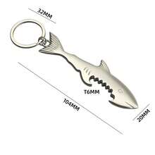 1pc Personalized Design Metal Shark Bottle Opener Keychain, Creative Beer Bottle Opener Small Gift - Multicolor - View 5