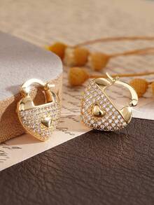 1 Pair Elegant Cubic Zirconia Hoop Earrings For Women, Wedding Anniversary Accessory Gift - 1# - View 5