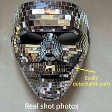 Disco Ball Mirror Mask For Men And Women, Shiny Reflective Mirror Ball Mask, Retro Disco Mosaic Glitter Mirror Mask, Costume Accessory For Party, Masquerade, Bar, DJ, Stage Performance, Adult Makeup Ball, Can Be Used As Desktop Glass Mirror Decoration Ornament - Multicolor - View 10