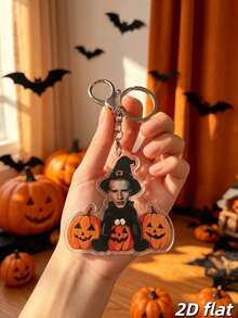 Custom Face Wizard Halloween Keychain, Personalized Portrait Acrylic Keychain Gift - Multicolor - View 3