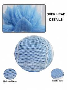 Men Light Blue Spiky Fluffy Costume Wig, Voluminous Explosive Short Synthetic Hair Wig, Scientist Styling Wig For Halloween Cosplay Themed Party Photo Props - Multicolor - View 7