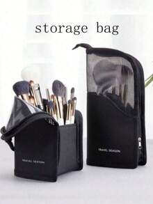 1pc Pink Makeup Brush Storage Bag With Zipper, Multi-Function Eyebrow Pencil Storage Pouch, Cosmetic Organizer Bag, Portable Toiletry Bag, Can Store Face Masks, Lipsticks, Suitable For Home, Gifts, Vacation, Travel - Multicolor - View 13