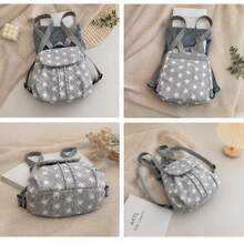 Star Pattern Canvas Yoga Backpack, Flap Drawstring Closure Style, Built-In Hand Carry Handle, Lightweight Wear-Resistant Fabric, Adjustable Shoulder Straps. Minimalist Versatile Design, Ample Capacity, Suitable For Yoga Fitness, Short Trips, Daily Commute, Unisex Artistic Sports Casual Storage Backpack - Grey - View 5