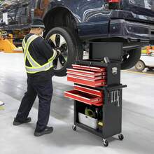 8 Drawer Rolling Tool Chest, High Capacity Tool Box Storage Cabinet With Lockable Wheels And Drawers, 2 In 1 Portable Toolbox Organizer System For Garage Warehouse Repair Shop, - BlackRed - View 3