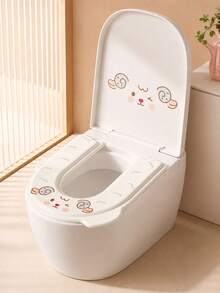 1pc Thickened Waterproof EVA Toilet Seat Cushion, Soft & Warm All Seasons, Anti-Pinch Design, Universal Bathroom Toilet Lid, With Handle, Easy To Remove And Wash, Cute Style, Suitable For Women - Multicolor - View 14