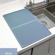 1pc Extra Large Kitchen Splash Guard Drying Mat - Heat Resistant 446°F/230°C, Non-Slip Countertop Mat With Drainage Holes, Suitable For Sink, Stove, Countertop Drying - Easy To Clean, Dishwasher , Space-Saving Design - Multicolor - View 9