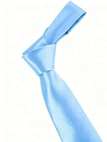 1pc Men's Solid Color Necktie, 8cm Width Formal Business Tie, Suitable For Wedding Party - Baby Blue - View 2