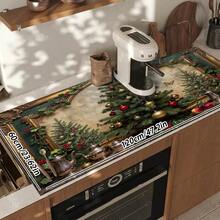 1pc Dish Drying Mat, Coffee Machine Mat, Vintage European Christmas Pattern Absorbent Mat, Quick Drying And Easy To Clean, Protects Tabletop From Scratches, Suitable For Kitchen Counter, Dining Table, Sideboard, Christmas Holiday Atmosphere Decorative Mat, Multi-Purpose Drainage Mat, Home Gift, Tabletop Decor - XYLSD-820 - View 12