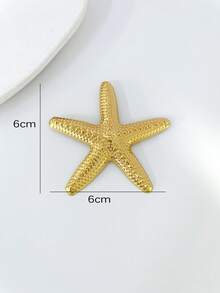 Gold Textured Starfish Brooch, Vintage Marine Animal Lapel Pin Women's Blazer Decorative Badge Jewelry, Suitable For Vacation, Wedding And Daily Wear - Gold - View 2