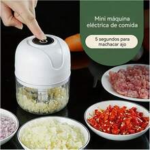 [Licuadora de alimentos]Mini Procesador de Alimentos Eléctrico Picador de Ajo de 250ml, Triturador Portátil Recargable USB para Cocina, YRQC - Blanco - Ver 6