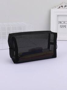 1pc Black Large Capacity Minimalist Pencil Case Back To School Stationery Storage Bag Student Supplies - Black L - View 5