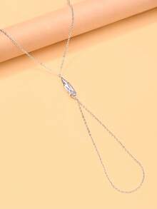 outingfit 1pc Water Drop Linked Finger Bracelet, Minimalist Luxury Rhinestone Hand Chain, High-End Niche Design Versatile Hand Jewelry - Water Drop - View 6