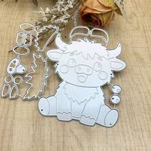 Highland Cattle Metal Die Cuts Layered Animal Embossing Template | Adorable Farm Animal Design, Layered Highland Calf Cattle Dies, Carbon Steel Cuts, Create Rustic Cards Paper Crafts Gifts - MC1491 - View 1