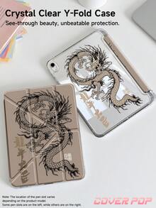 棕色龍圖騰平板保護殼，兼容 iPad Air 11 吋 M3 2025/M2 2024、Air 第 5 代 2022、Air 8 2026 (11/13 吋)、(A16) 11 吋第 11 代 2025、Galaxy Tab、Kindle Paperwhite 第 12 代 2024，透明背蓋時尚圖案保護殼，自動休眠/喚醒功能，氣墊防摔保護，適合禮品與辦公使用 - 彩色 - 查看 4