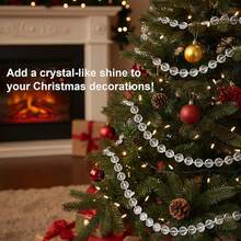 1 Roll/590 Inches/15 Meters Crystal Garland, Acrylic Transparent Crystal Beads, Diamond Shaped Crystal Garland For Christmas Tree Wedding Party Decoration, Bead Curtain DIY - White - View 7