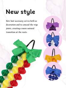 22 Inch Colorful Bubble Ponytail Wig With Bow Hair Accessory, Pink, Purple, Blue, White, Red, Yellow, Green Optional, Crazy Hair Accessory, Suitable For Women Outings, Daily, Holidays, Parties, Christmas, Music Festivals, Carnivals, Halloween - Multicolor - View 5