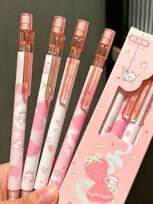 4pcs Strawberry Automatic Pencil Student 0.5mm No-Sharpening Pencil Grape Durable Lead Student Activity No-Sharpening Pencil - Multicolor - View 8