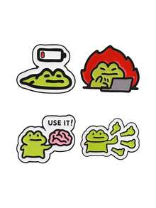 4pcs Funny Worker Frog Badge,Cute Cartoon Frog Enamel Pin, Fashion Accessory For Clothes And Backpacks, Gift For Coworker And Friends - Multicolor - View 10