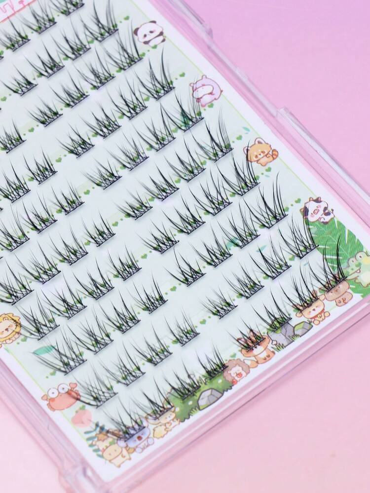 No Glue Needed Self Adhesive Cluster Eyelashes Natural Wispy Individual False Lashes Reusable Self-Stick Lash Clusters Light Comfortable Diy Eye Makeup Segmented Fake Eyelashes For Daily Dating Party - C - View 2