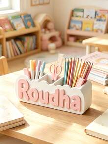 Personalized Name Desk Organizer, 3D Printed Pencil Holder, Kids Room Decor - Multicolor - View 6