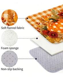 1/3/4pcs Orange & White Plaid Pumpkin Red Maple Autumn Leaf Pattern Bathroom Shower Curtain Set, Cute & Playful Style, 72*72 Inches, Waterproof Shower Curtain Bathroom Accessories - Includes 12 Plastic Hooks - Includes Toilet Lid Cover, U-Shaped Non-Slip Bath Mat And Soft Plush Rug - Washable, Mildew-Resistant - Perfect For Halloween / Thanksgiving Holiday Decor, Home Decor, Room Decor, Back To School Gift. Exquisite Housewarming Gift - A - View 6