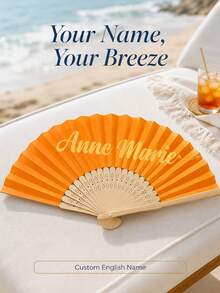 2pcs Personalized Colorful Fans, Vintage Curved Font, With Storage Bag, Customizable With Any Text, Name Or Quote, Business, Wedding Or Event Gift, Suitable For Wedding, Tea Party, Bridesmaid, Wedding Party, Teacher's Day, Halloween - Multicolor - View 4