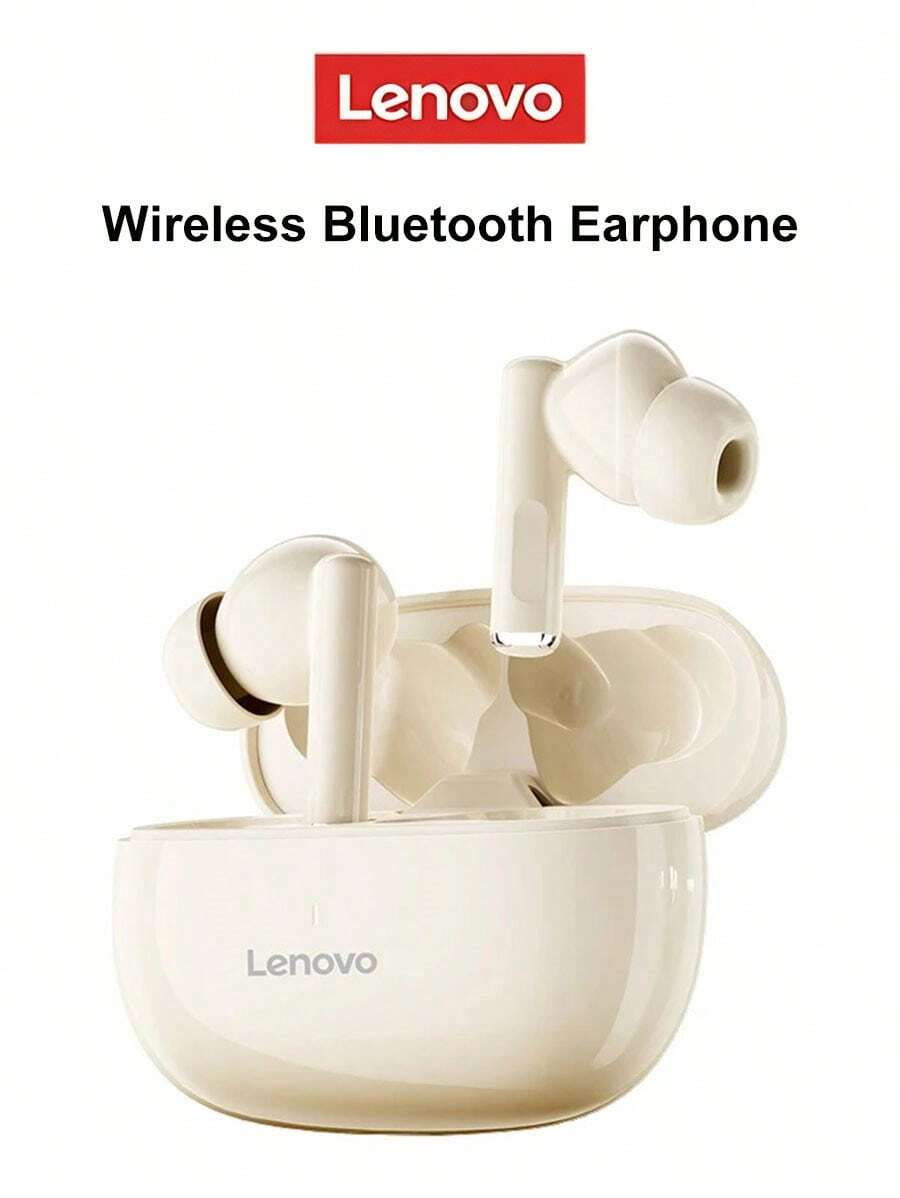Lenovo TA210 藍牙耳機 深低音立體聲 麥克風 入耳式耳機 長續航 低延遲 遊戲音樂運動 降噪無線耳機 - 月岩白 - 查看 1
