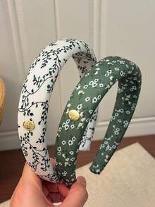 2件組女款綠色清新葉片花卉金屬時尚優雅百搭髮箍髮飾，適合日常居家、學校、海灘度假、上班通勤、派對、節日、生日禮物、返校季、大學風、新年、情人節、母親節禮物、婚禮季新娘、音樂節，春夏秋冬四季適用 - 彩色 - 查看 3