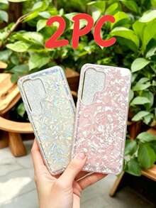 1 New Pink Shell Pattern Phone Case + 1 New Iridescent Shell Pattern Phone Case - Multicolor - View 1