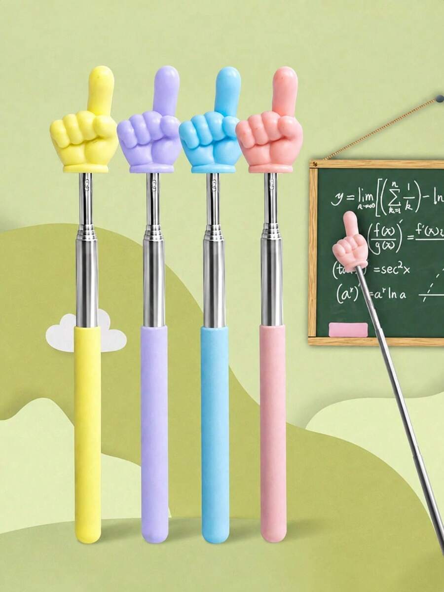 1pc/2pcs/4pcs 68cm Telescopic Finger Reading Stick (Random Color), Teaching Pointer, Multiple Colors Available, Reading Finger Telescopic Pointer, Pointing Teaching Tool Baton, Teacher's Teaching Stick, Parent/Teacher Teaching Aid Pointer, Reading Stick For Book Learning, Suitable For Birthday Gift Bags, Party Fillers, Classroom Rewards And Carnival Prizes (Random Color) - Multicolor - View 1