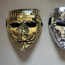 Disco Ball Mirror Mask For Men And Women, Shiny Reflective Mirror Ball Mask, Retro Disco Mosaic Glitter Mirror Mask, Costume Accessory For Party, Masquerade, Bar, DJ, Stage Performance, Adult Makeup Ball, Can Be Used As Desktop Glass Mirror Decoration Ornament - Multicolor - View 11