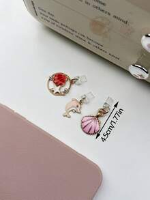 2 buah Sumbat Debu Liontin Cangkang Merah Muda Manis, Paduan Premium Liontin Cangkang Lumba-lumba, Bintang Laut, Mutiara, Sumbat Debu Ponsel, Sumbat Debu Lubang Earphone Ponsel Universal yang Sederhana dan Praktis, Sumbat Debu Tahan Air - MultiWarna - View 7