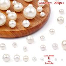 4-16mm Ngà voi ABS Ngọc trai Giả Hạt Với Thẳng Lỗ Đối với Quý cô Vòng tay & Vòng cổ DIY Làm đồ trang sức Chất liệu - Lỗ thẳng màu be - Xem 24