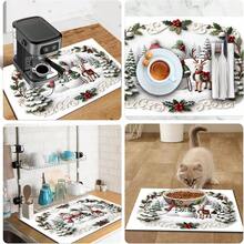 1pc Absorbent Drying Mat For Tableware, Coffee Machine Mat, Christmas Style Absorbent Pad, Holiday Scene Decor Mat, Christmas Snowman And Reindeer Pattern Table Mat, Suitable For Kitchen, Dining Table, Living Room, Party, Soft Absorbent Surface Protection, Fun Christmas Atmosphere Absorbent Mat, Multi-Purpose Drainage Mat, Home Gift, Tabletop Decoration - XYLSD-843 - View 11